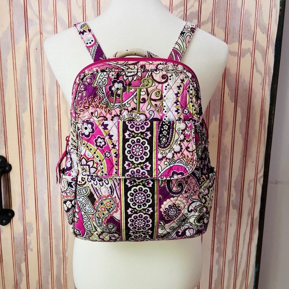 Vera Bradley Handbags - Vera Bradley Retired 2010 'Very Berry Paisley' Small Backpack Adjustable Strap